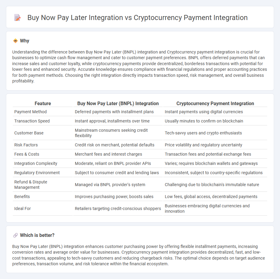 Buy Now Pay Later Integration vs Cryptocurrency Payment Integration in Finance