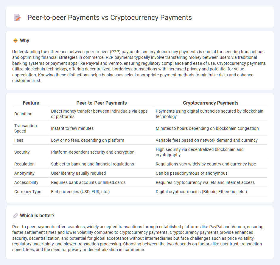 Peer-To-Peer Payments vs Cryptocurrency Payments in Commerce