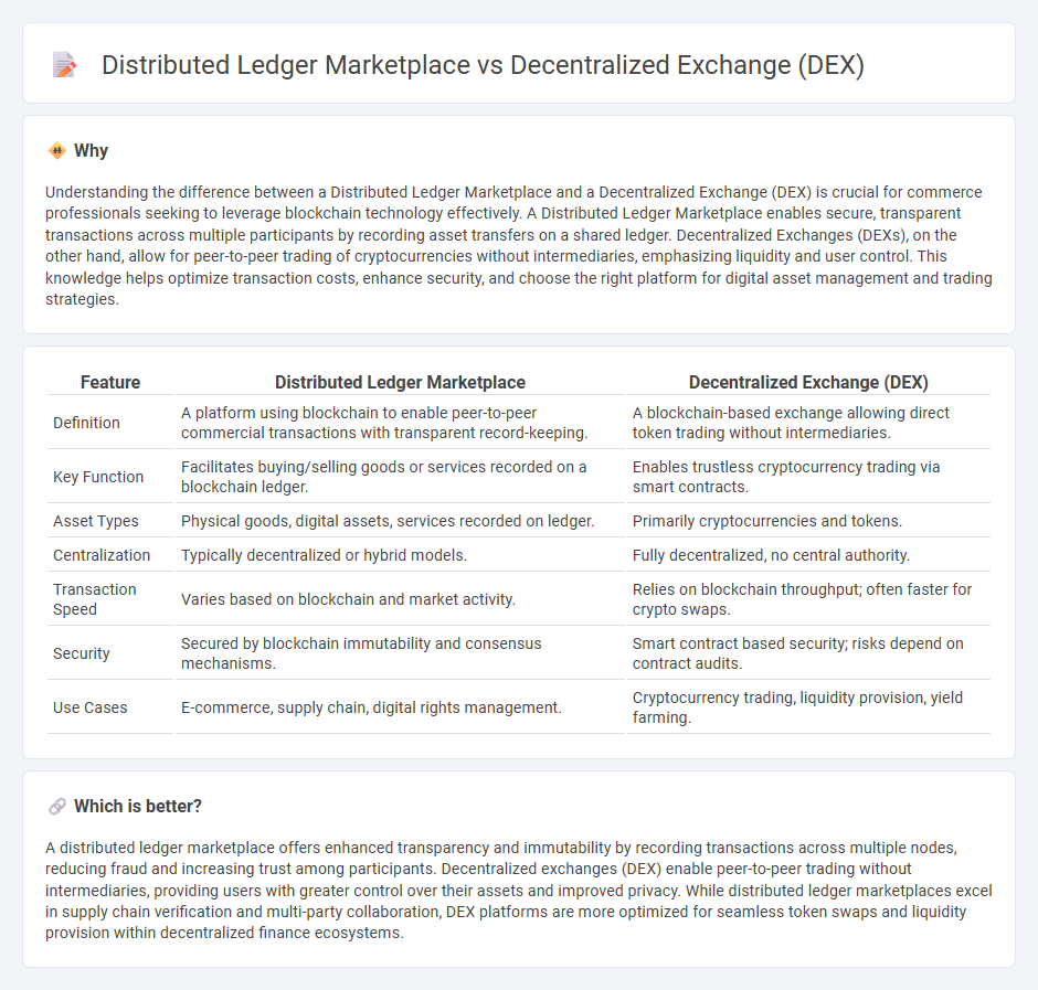 Distributed Ledger Marketplace vs Decentralized Exchange (Dex) in Commerce