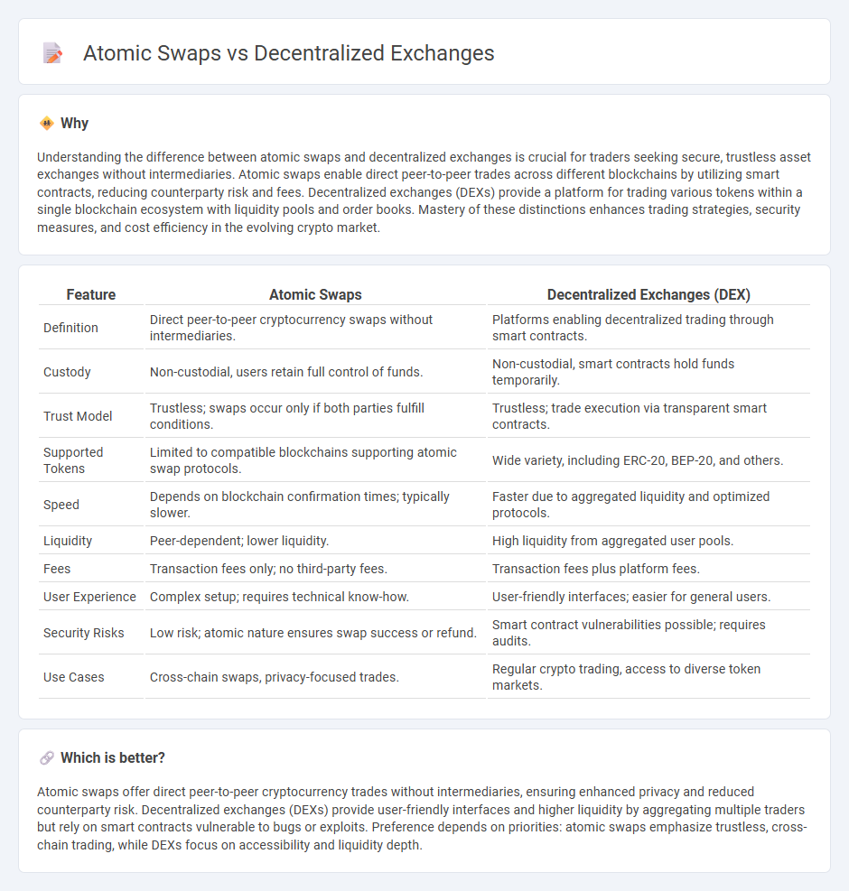 Atomic Swaps vs Decentralized Exchanges in Trading
