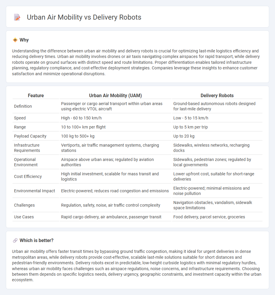 Urban Air Mobility vs Delivery Robots in Logistics