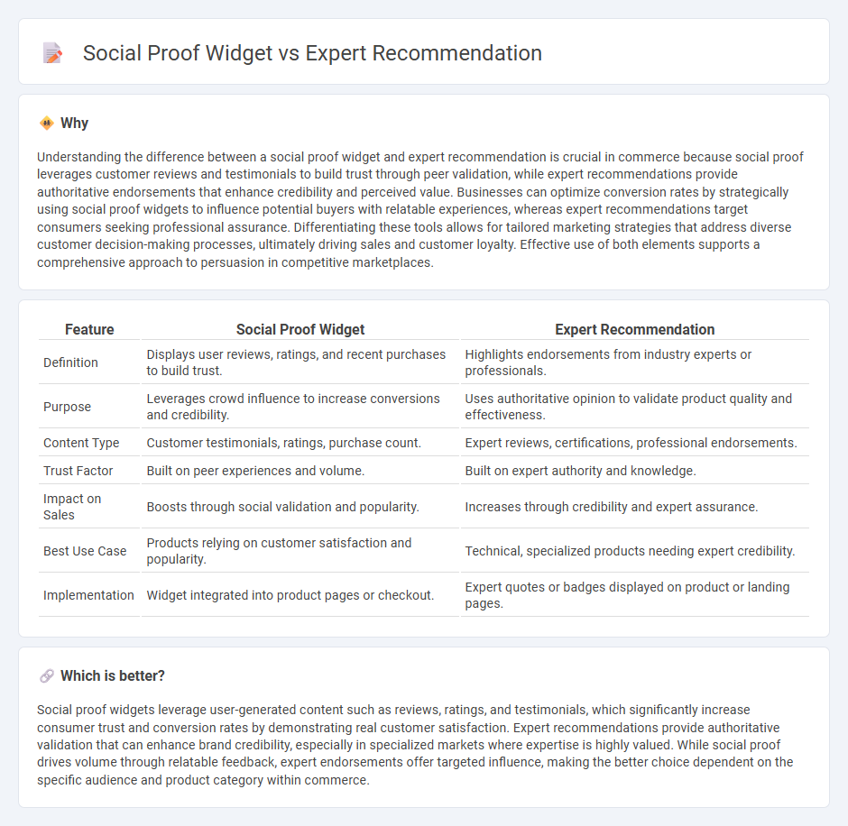 Social Proof Widget vs Expert Recommendation in Commerce