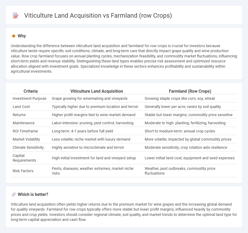 Viticulture Land Acquisition vs Farmland (Row Crops) in Investment