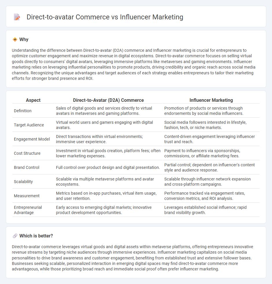 Direct-To-Avatar Commerce vs Influencer Marketing in Entrepreneurship