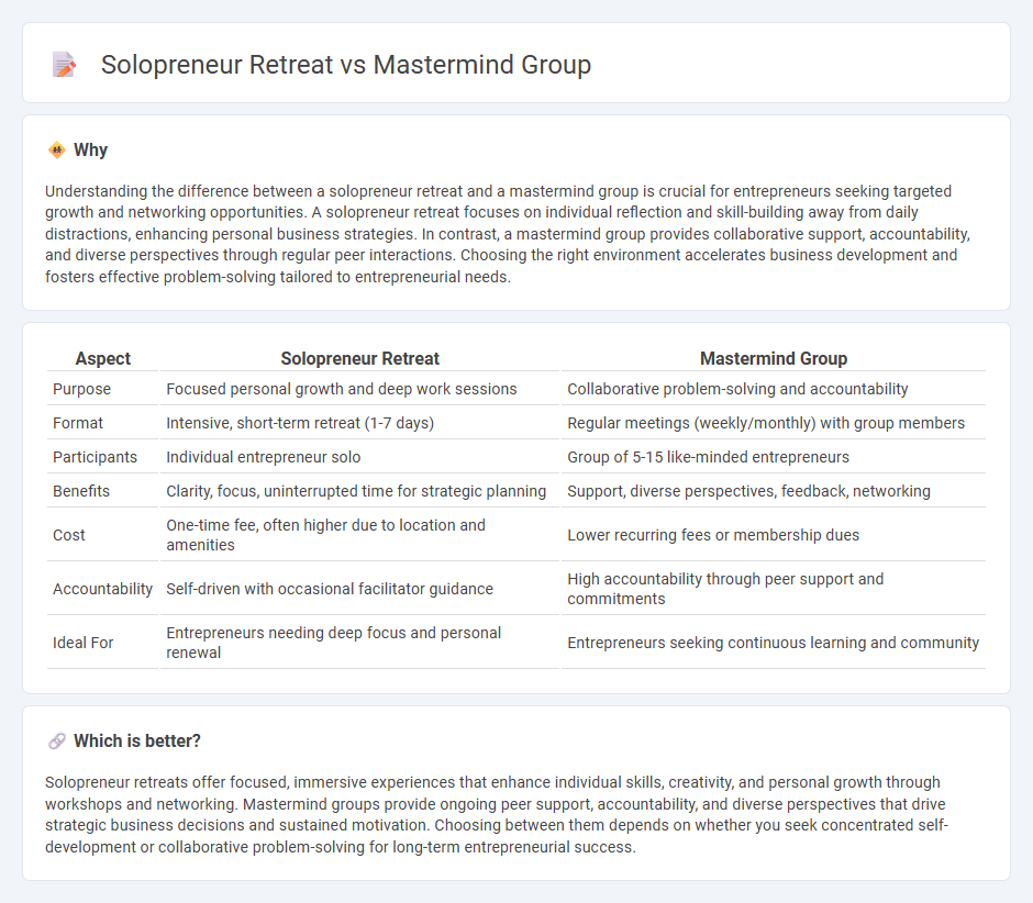 Solopreneur Retreat vs Mastermind Group in Entrepreneurship