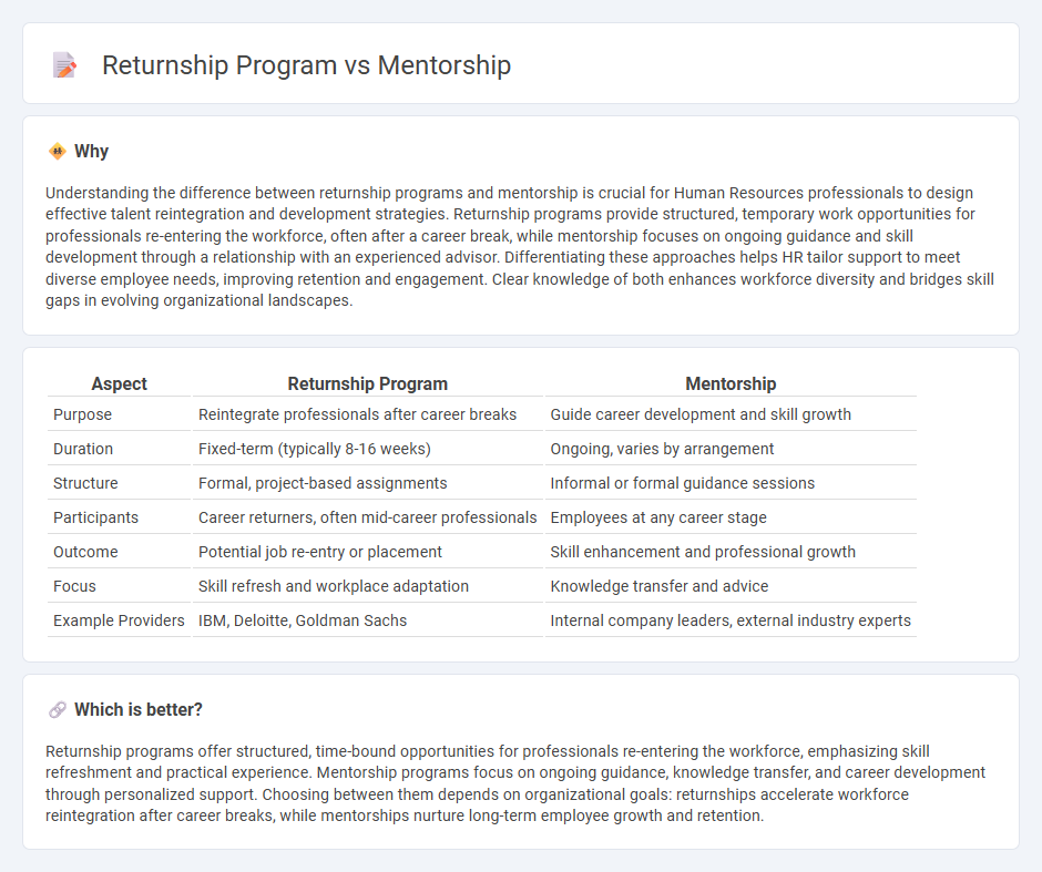 Returnship Program vs Mentorship in Human Resources
