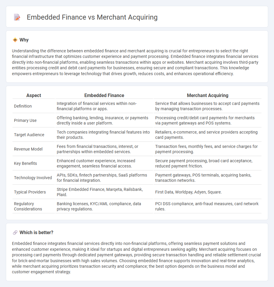 Embedded Finance vs Merchant Acquiring in Entrepreneurship