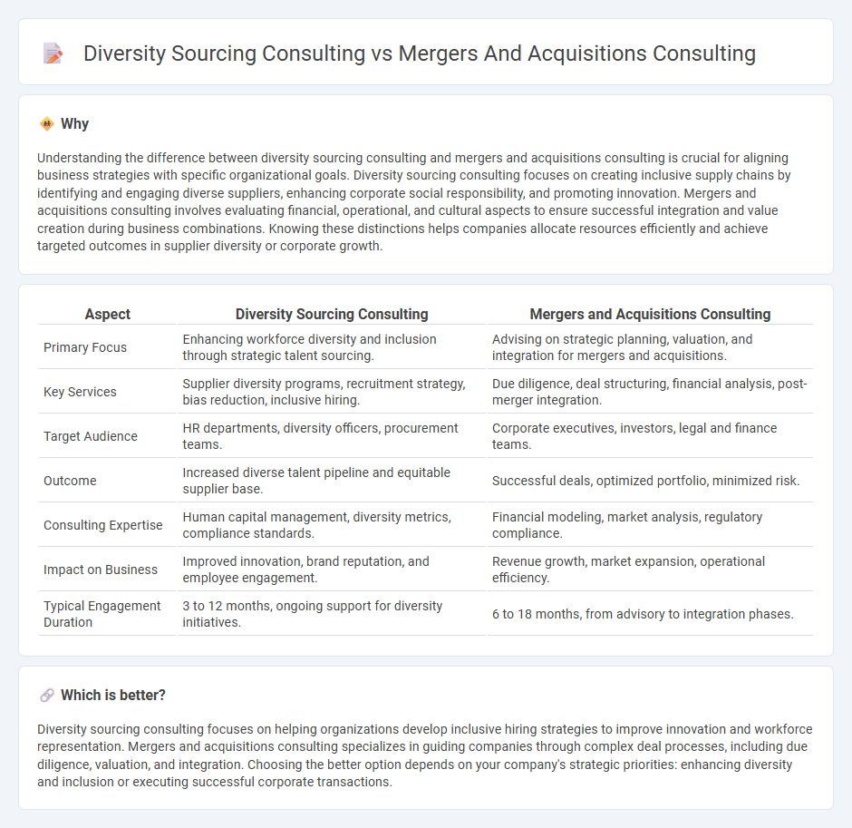 Diversity Sourcing Consulting vs Mergers And Acquisitions Consulting in Consulting