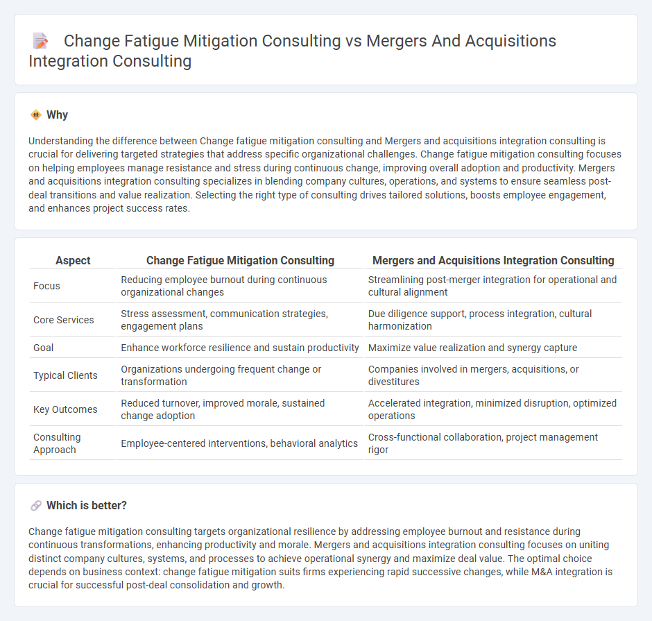 Change Fatigue Mitigation Consulting vs Mergers And Acquisitions Integration Consulting in Consulting