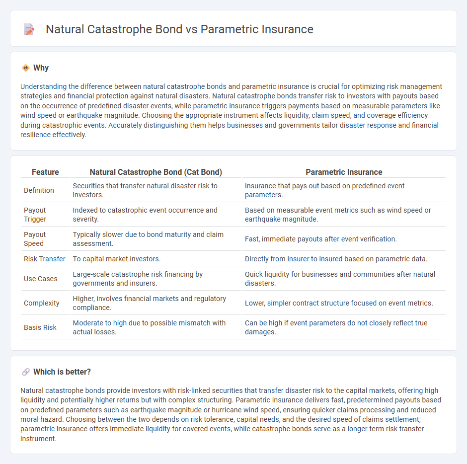 Natural Catastrophe Bond vs Parametric Insurance in Insurance