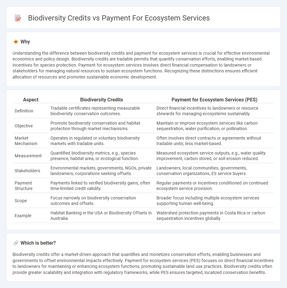 Biodiversity Credits vs Payment For Ecosystem Services in Economy