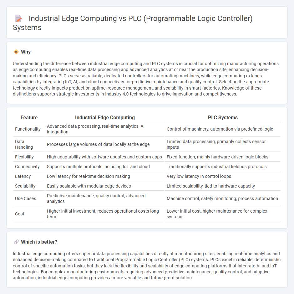 Industrial Edge Computing vs Plc (Programmable Logic Controller) Systems in Manufacturing