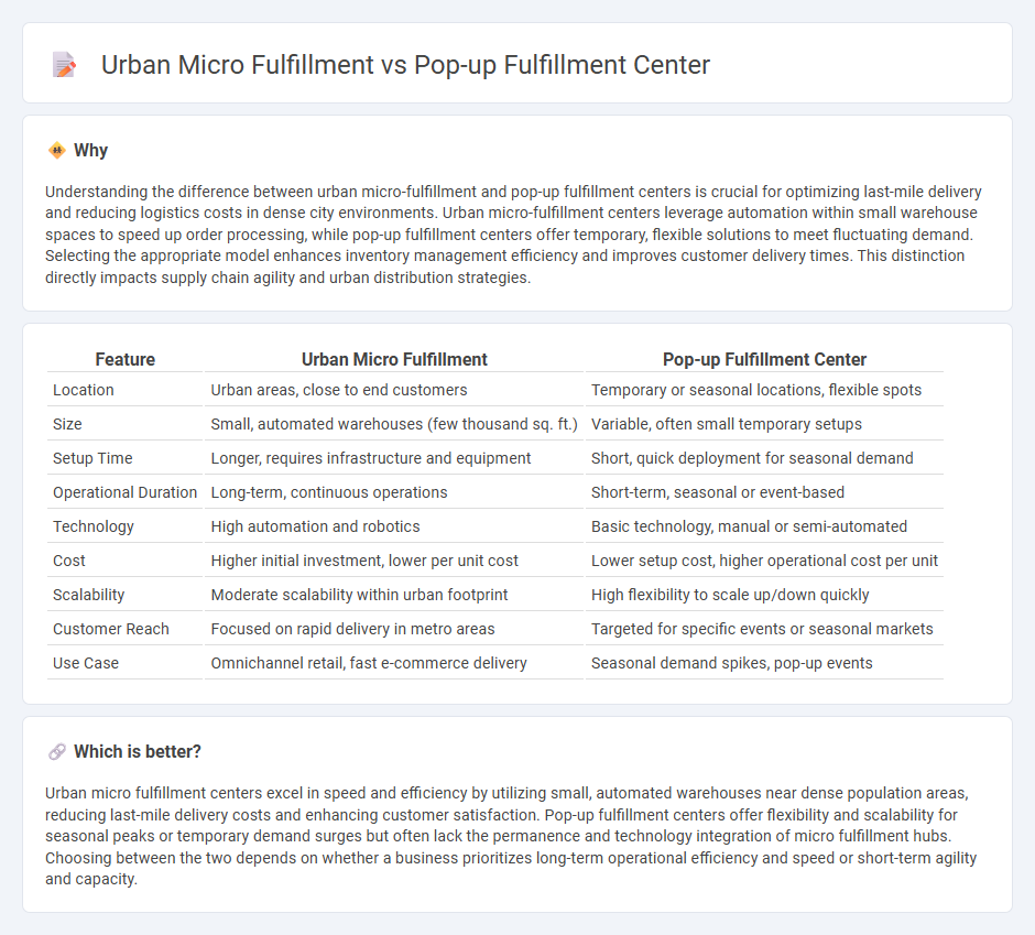 Urban Micro Fulfillment vs Pop-Up Fulfillment Center in Logistics
