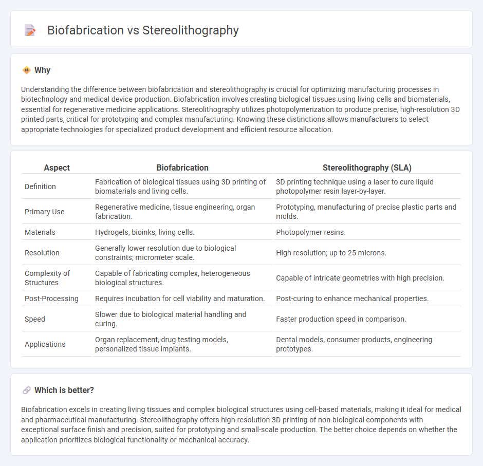 Biofabrication vs Stereolithography in Manufacturing