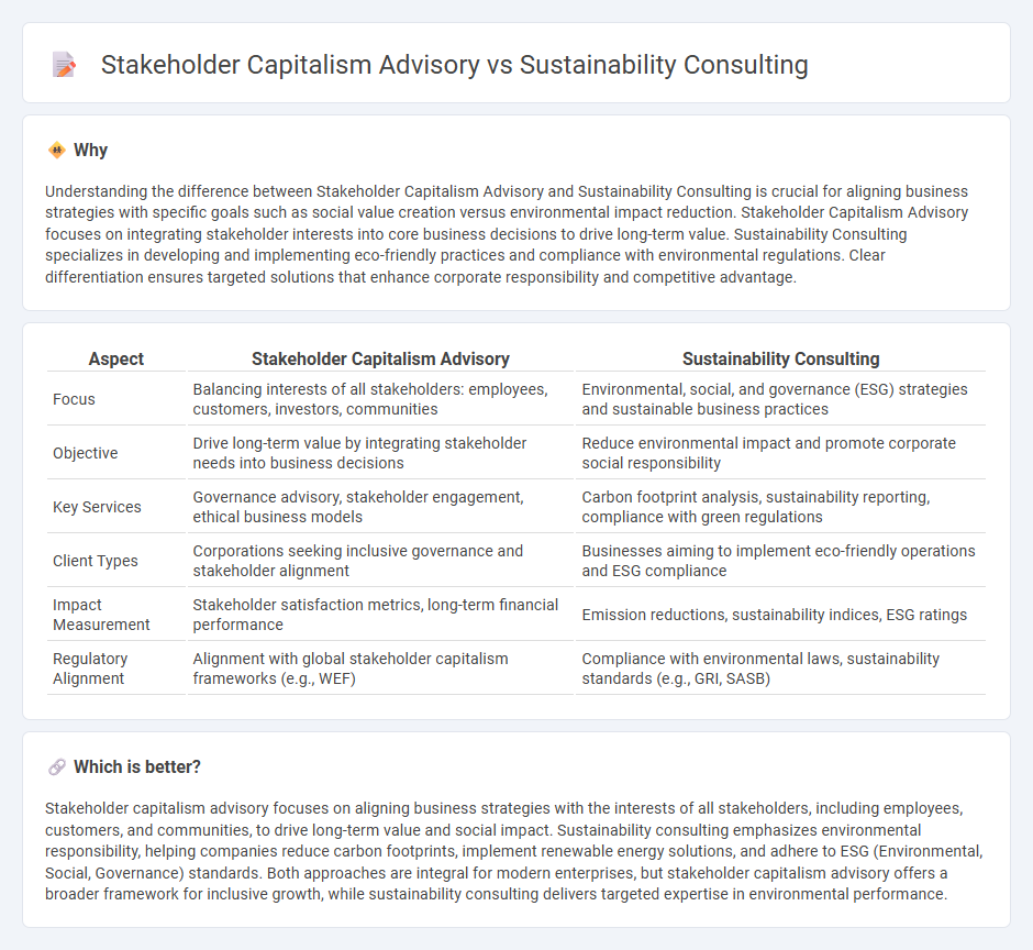Stakeholder Capitalism Advisory vs Sustainability Consulting in Consulting