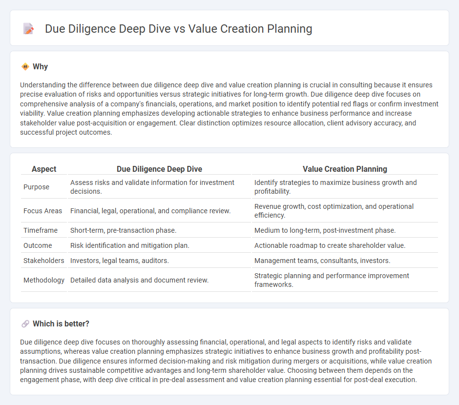 Due Diligence Deep Dive vs Value Creation Planning in Consulting