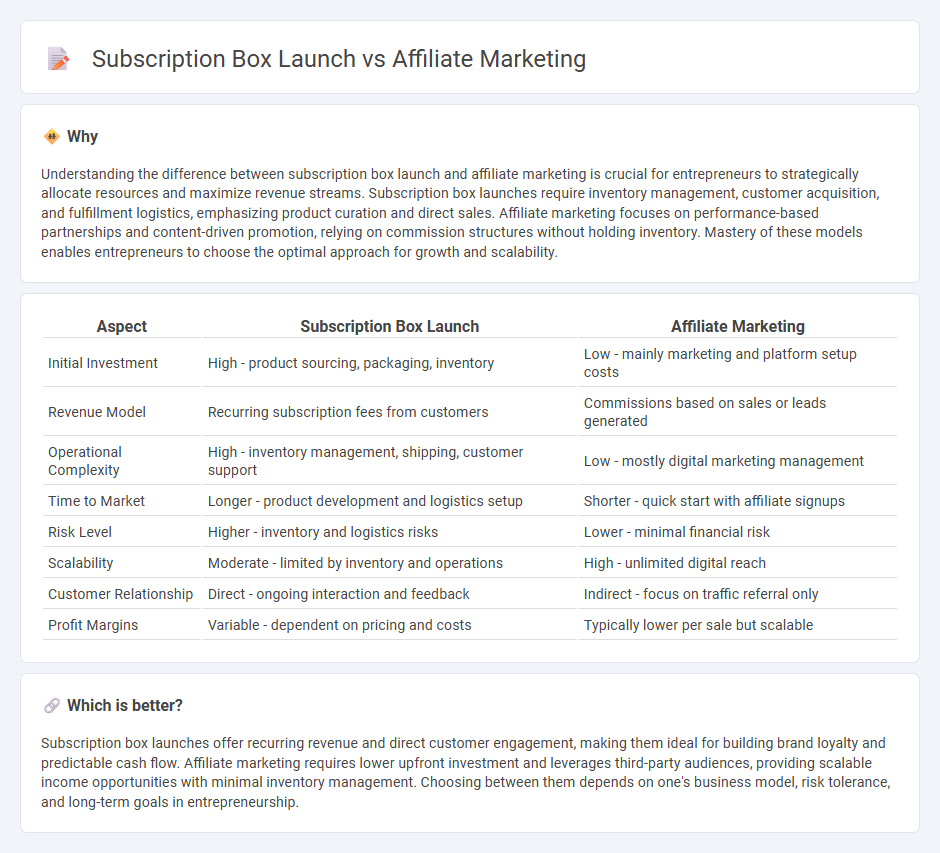 Subscription Box Launch vs Affiliate Marketing in Entrepreneurship