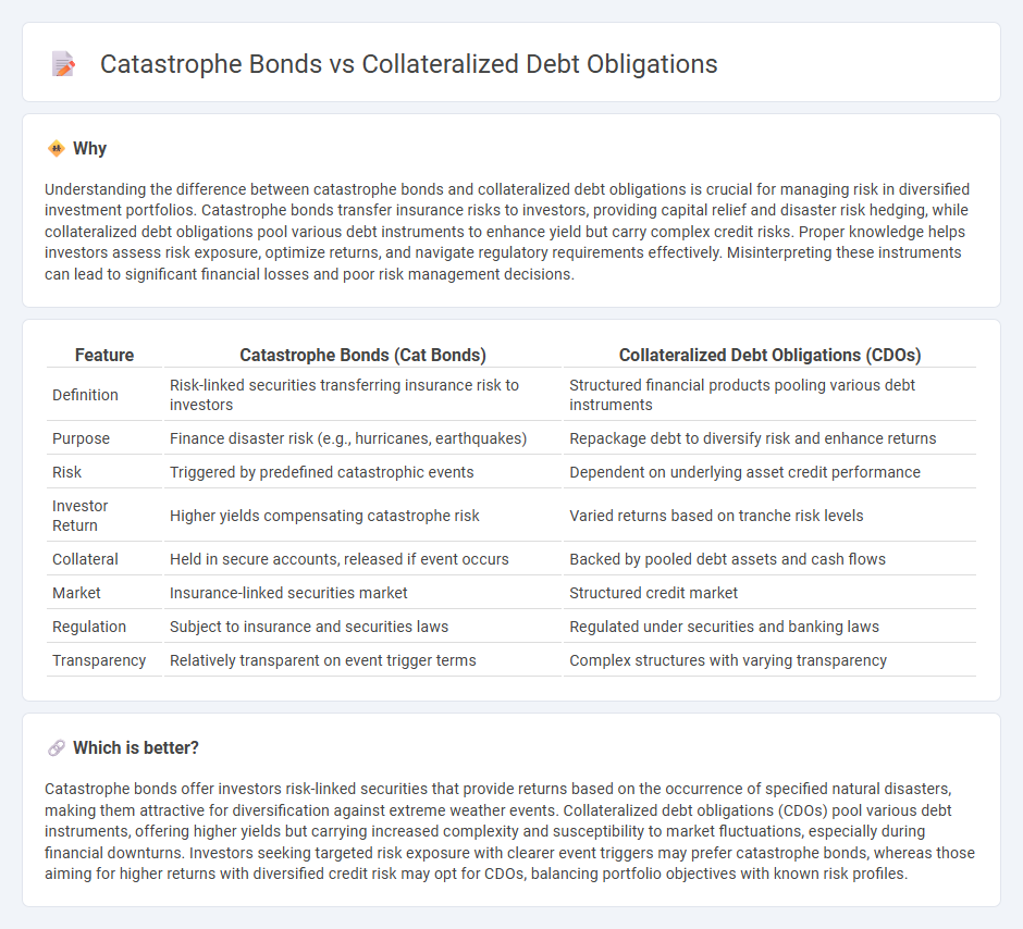 Catastrophe Bonds vs Collateralized Debt Obligations in Finance