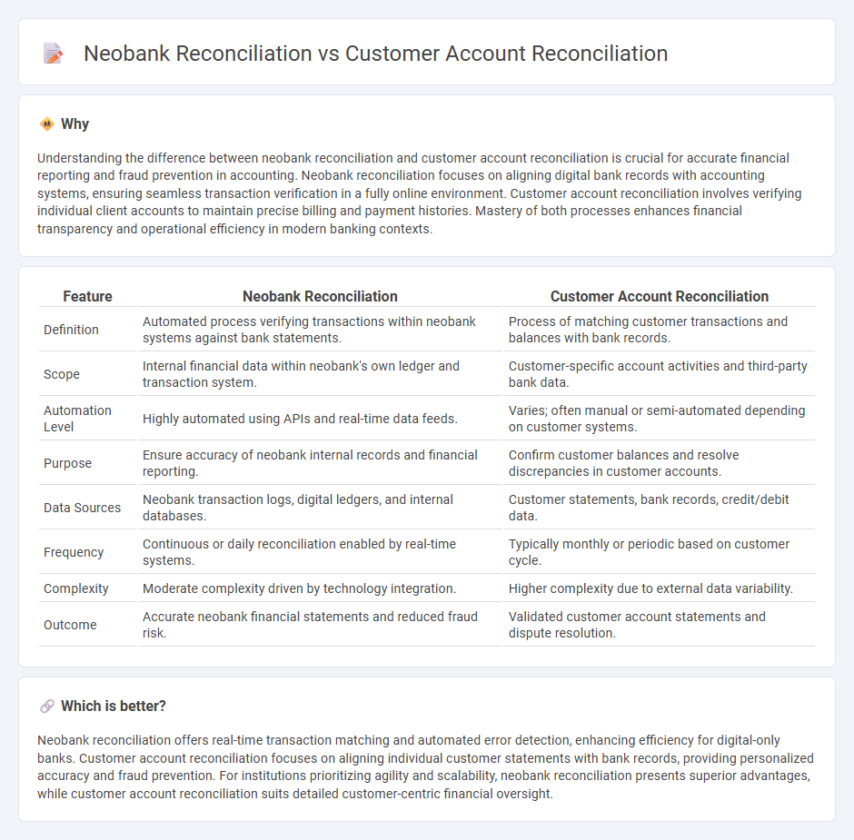 Neobank Reconciliation vs Customer Account Reconciliation in Accounting