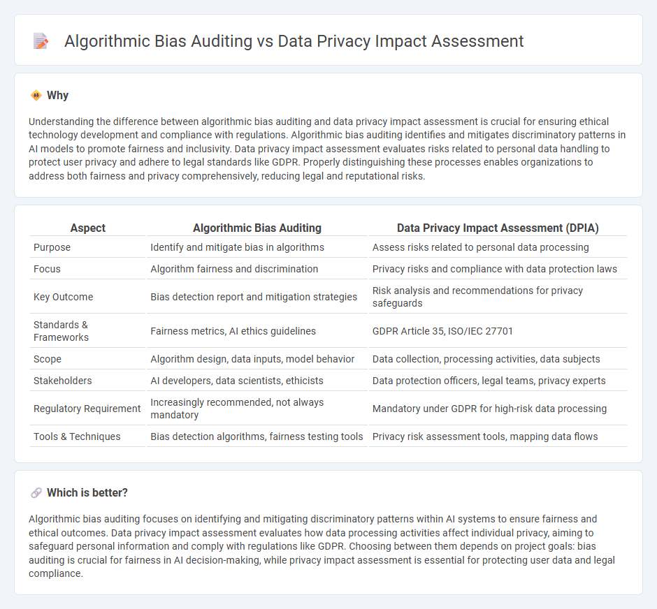 Algorithmic Bias Auditing vs Data Privacy Impact Assessment in Technology