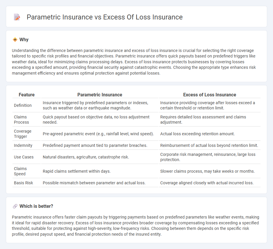 Parametric Insurance vs Excess Of Loss Insurance in Insurance
