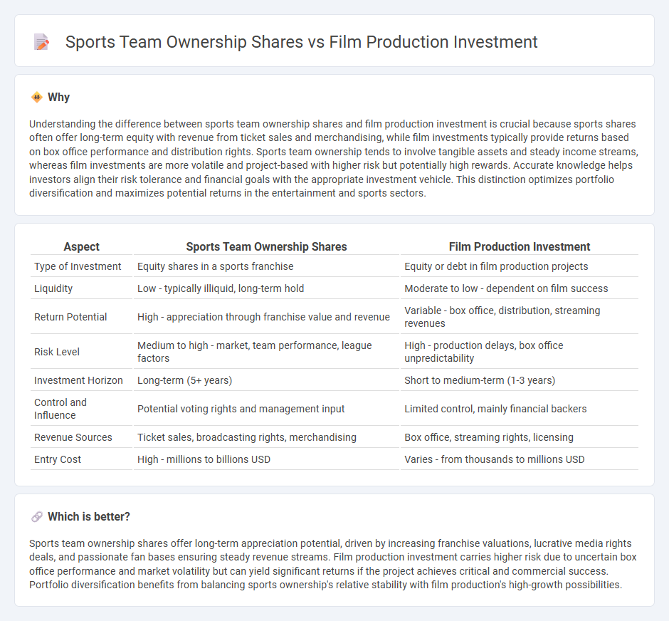Sports Team Ownership Shares vs Film Production Investment in Investment