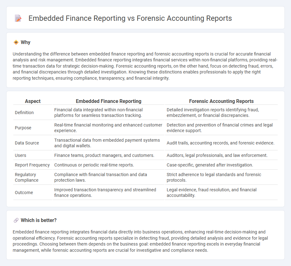 Embedded Finance Reporting vs Forensic Accounting Reports in Accounting