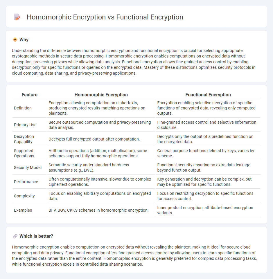Homomorphic Encryption vs Functional Encryption in Technology