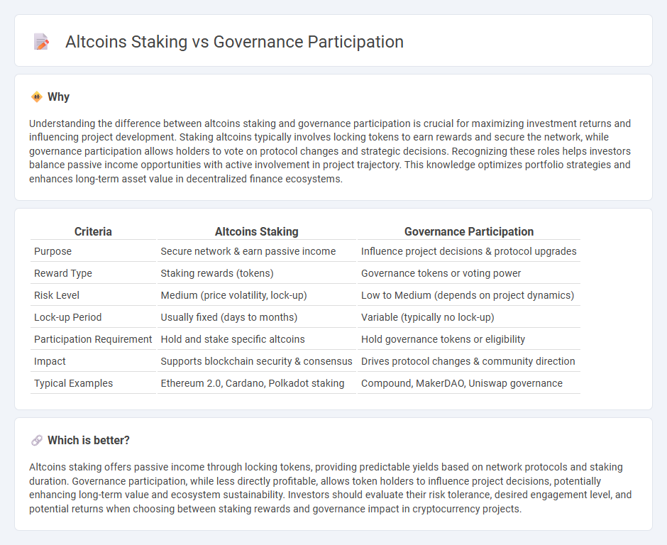 Altcoins Staking vs Governance Participation in Finance