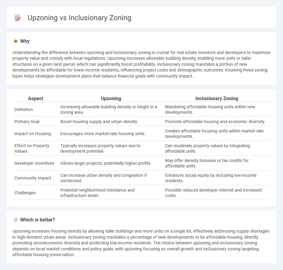 Upzoning vs Inclusionary Zoning in Real Estate