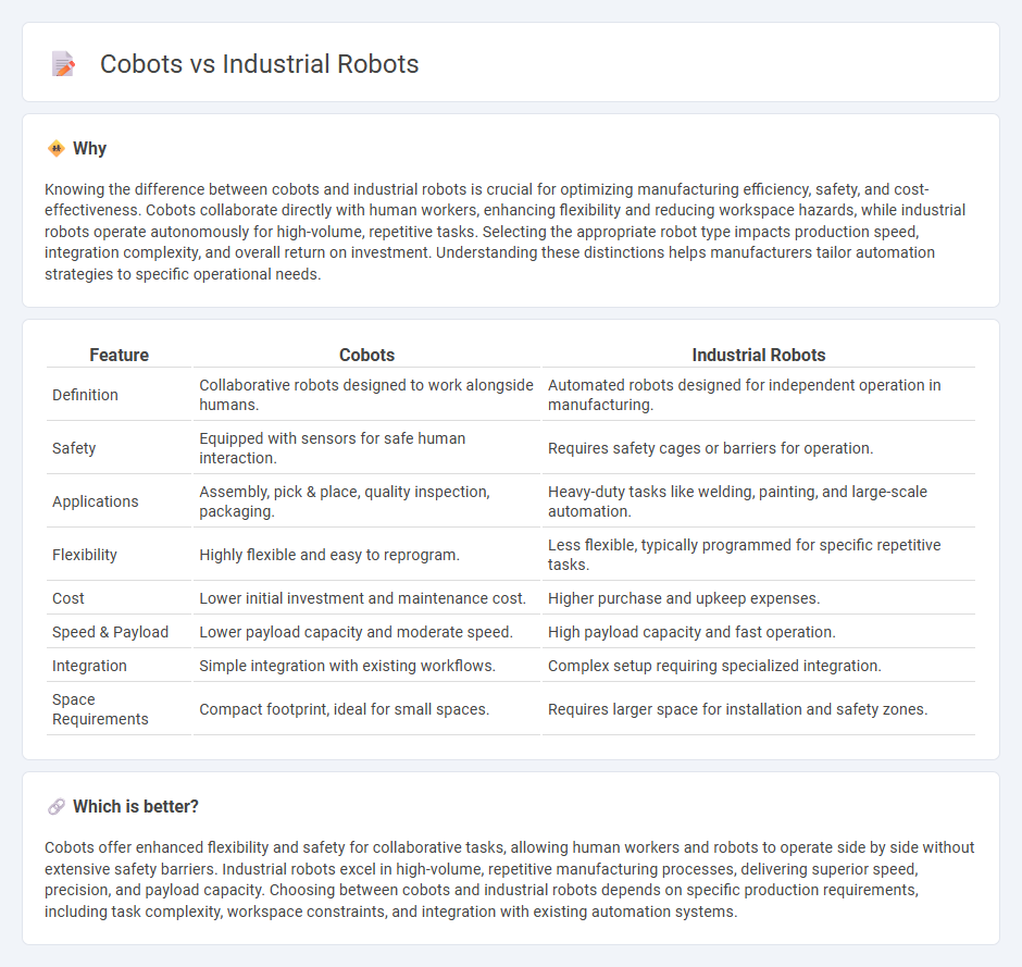 Cobots vs Industrial Robots in Manufacturing