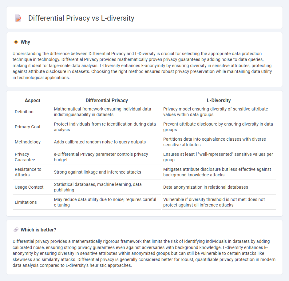 Differential Privacy vs L-Diversity in Technology