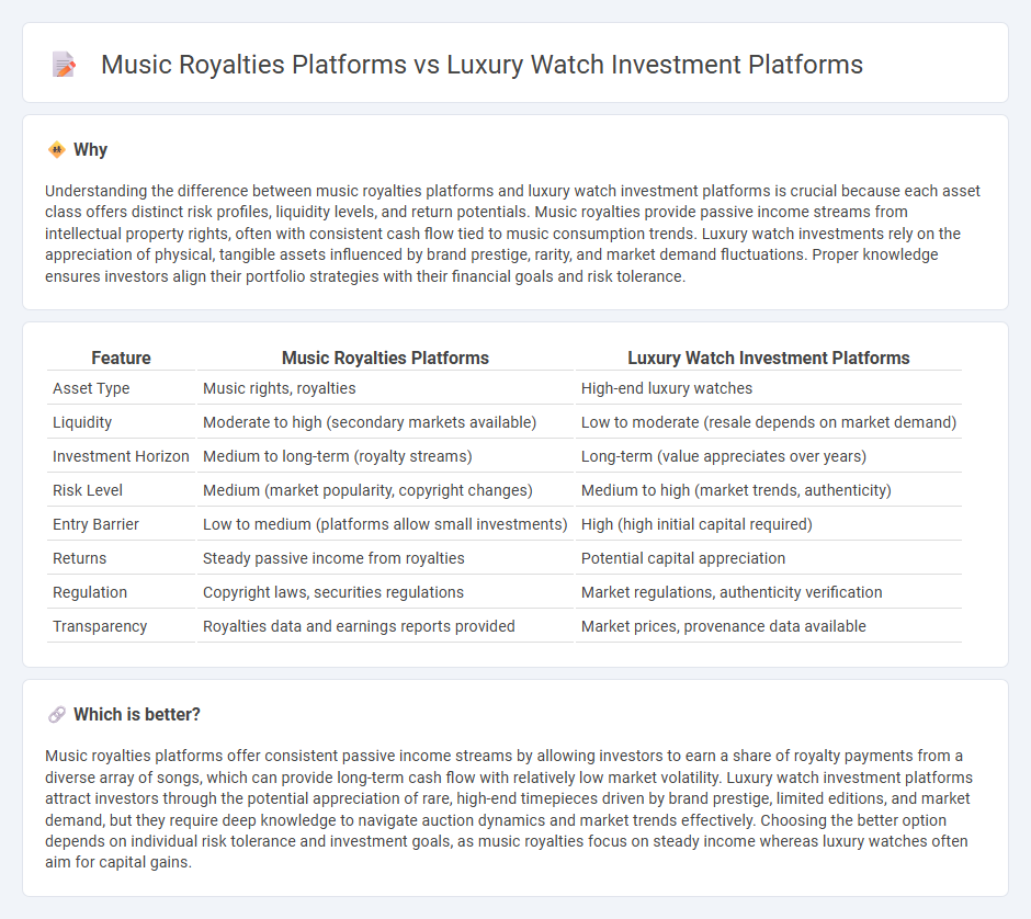 Music Royalties Platforms vs Luxury Watch Investment Platforms in Investment