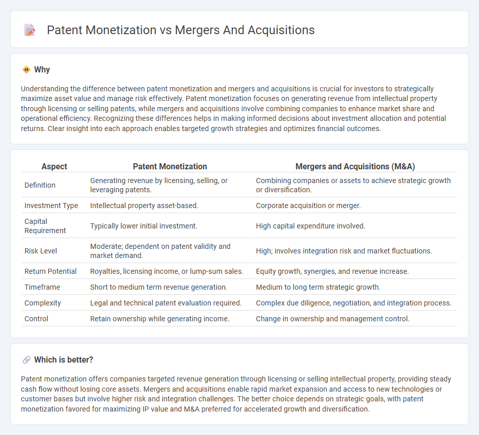 Patent Monetization vs Mergers And Acquisitions in Investment