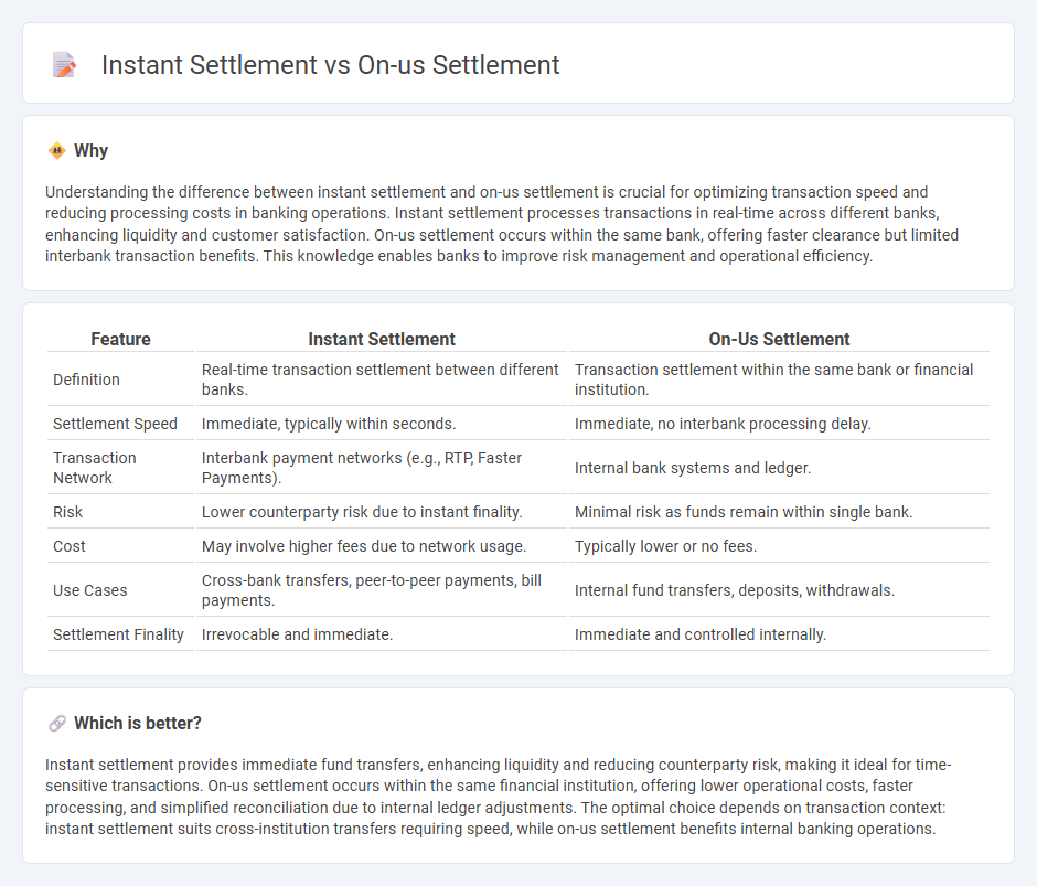 Instant Settlement vs On-Us Settlement in Banking