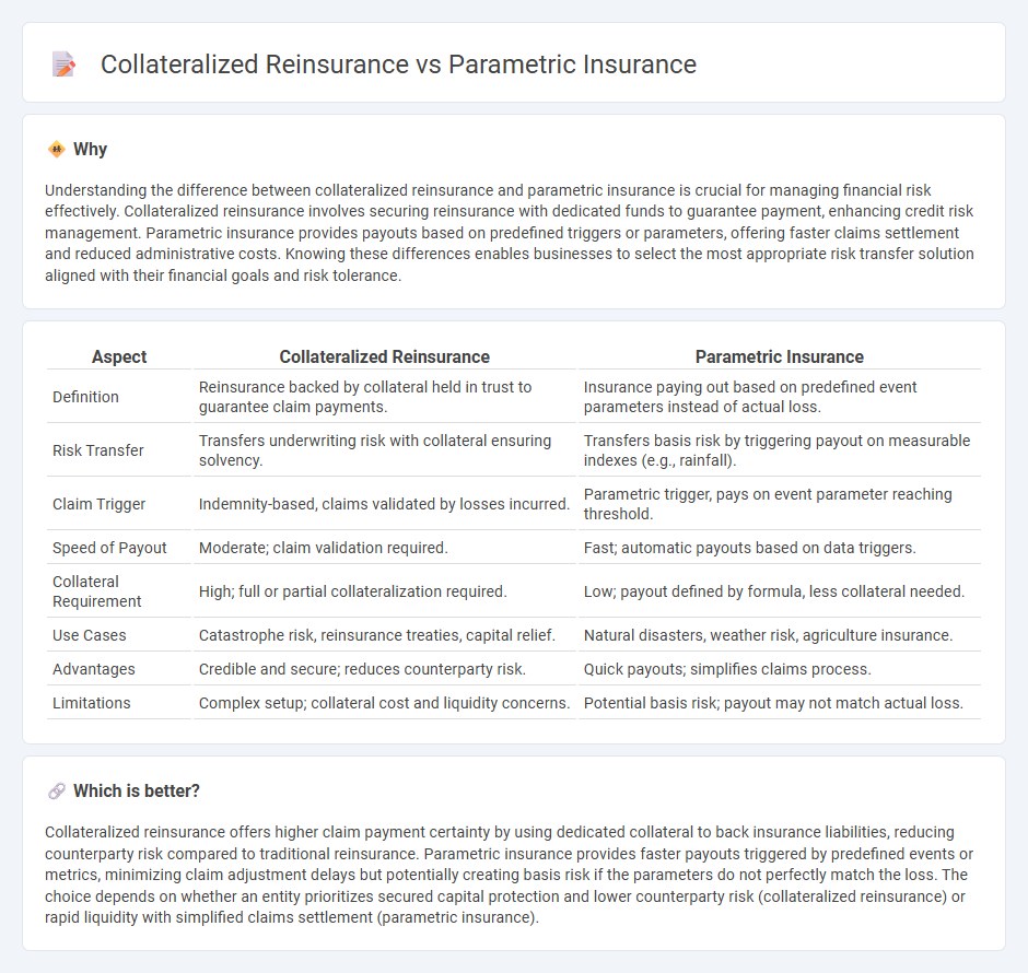 Collateralized Reinsurance vs Parametric Insurance in Finance