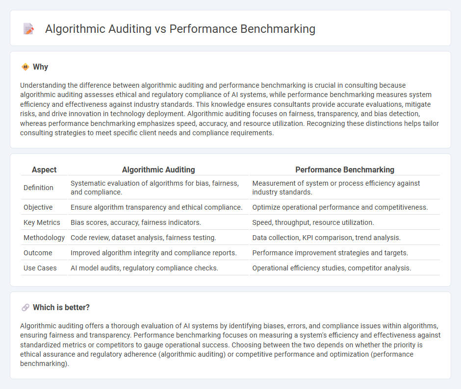 Algorithmic Auditing vs Performance Benchmarking in Consulting