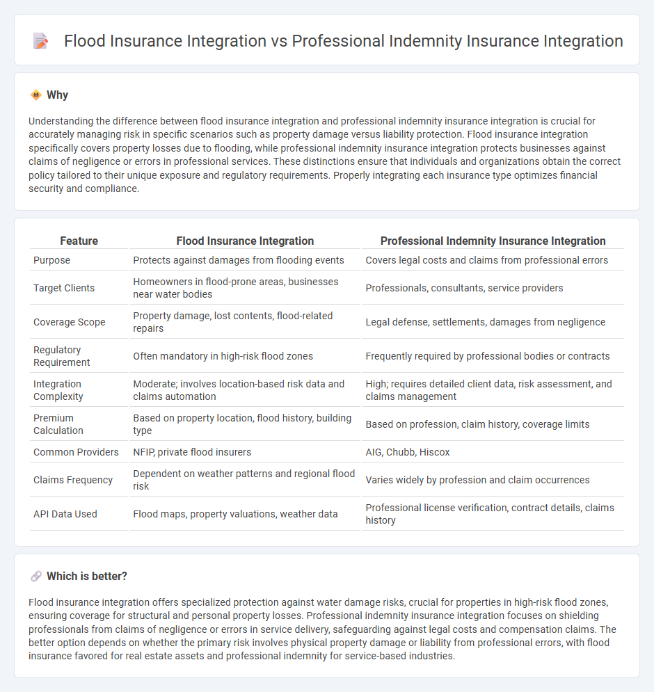Flood Insurance Integration vs Professional Indemnity Insurance Integration in Insurance