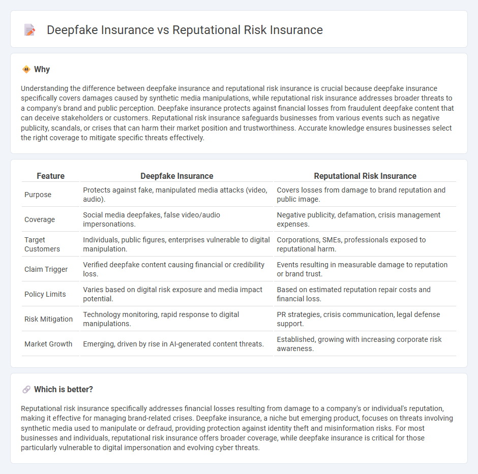 Deepfake Insurance vs Reputational Risk Insurance in Insurance
