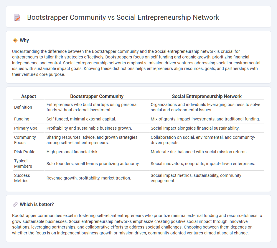 Bootstrapper Community vs Social Entrepreneurship Network in Entrepreneurship
