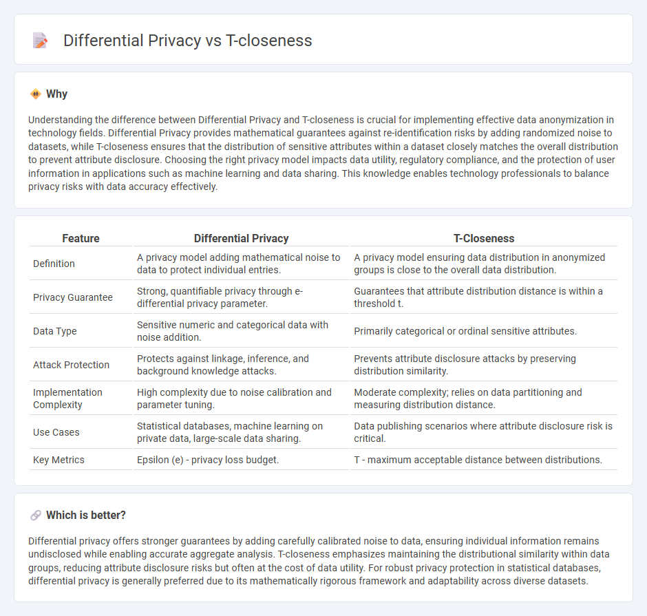 Differential Privacy vs T-Closeness in Technology