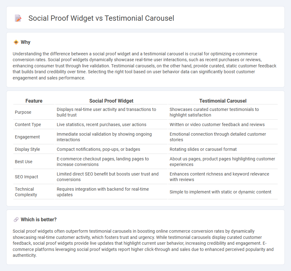 Social Proof Widget vs Testimonial Carousel in Commerce