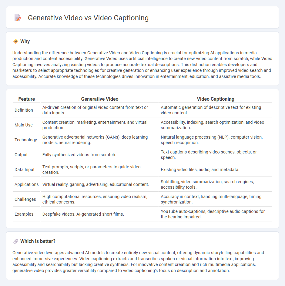Generative Video vs Video Captioning in Technology