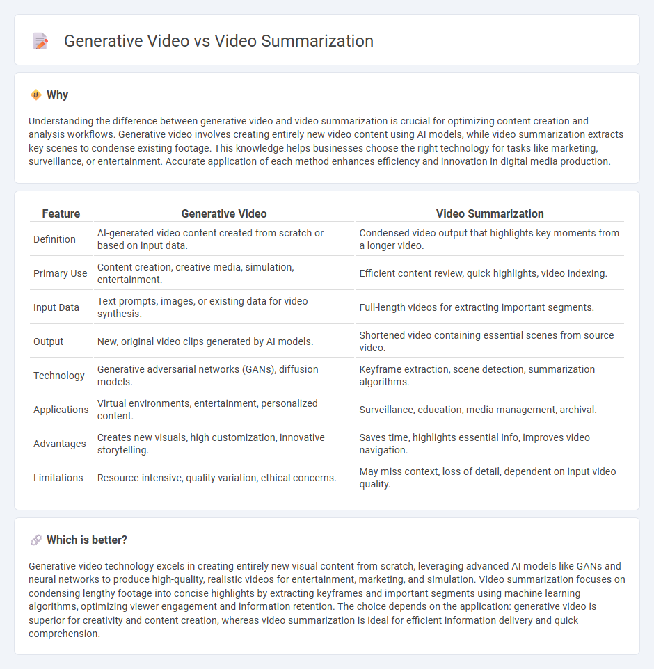 Generative Video vs Video Summarization in Technology