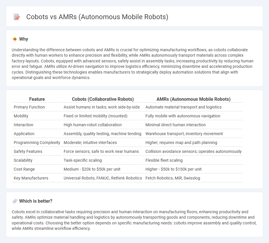 Cobots vs Amrs (Autonomous Mobile Robots) in Manufacturing
