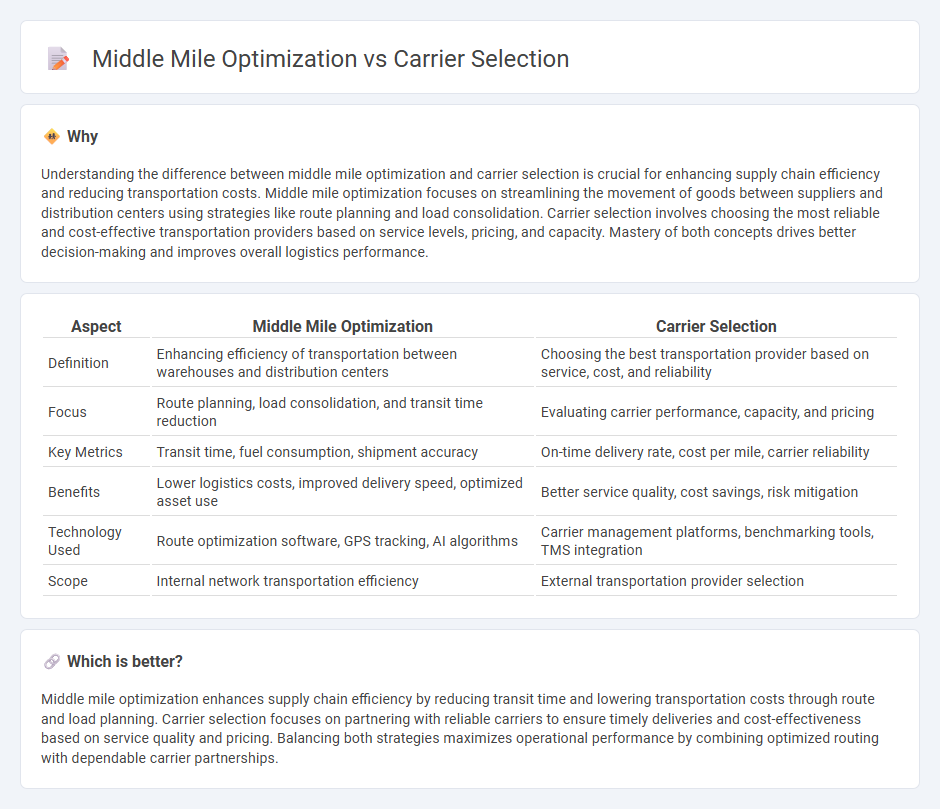 Middle Mile Optimization vs Carrier Selection in Logistics