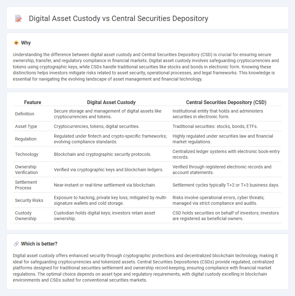 Digital Asset Custody vs Central Securities Depository in Finance