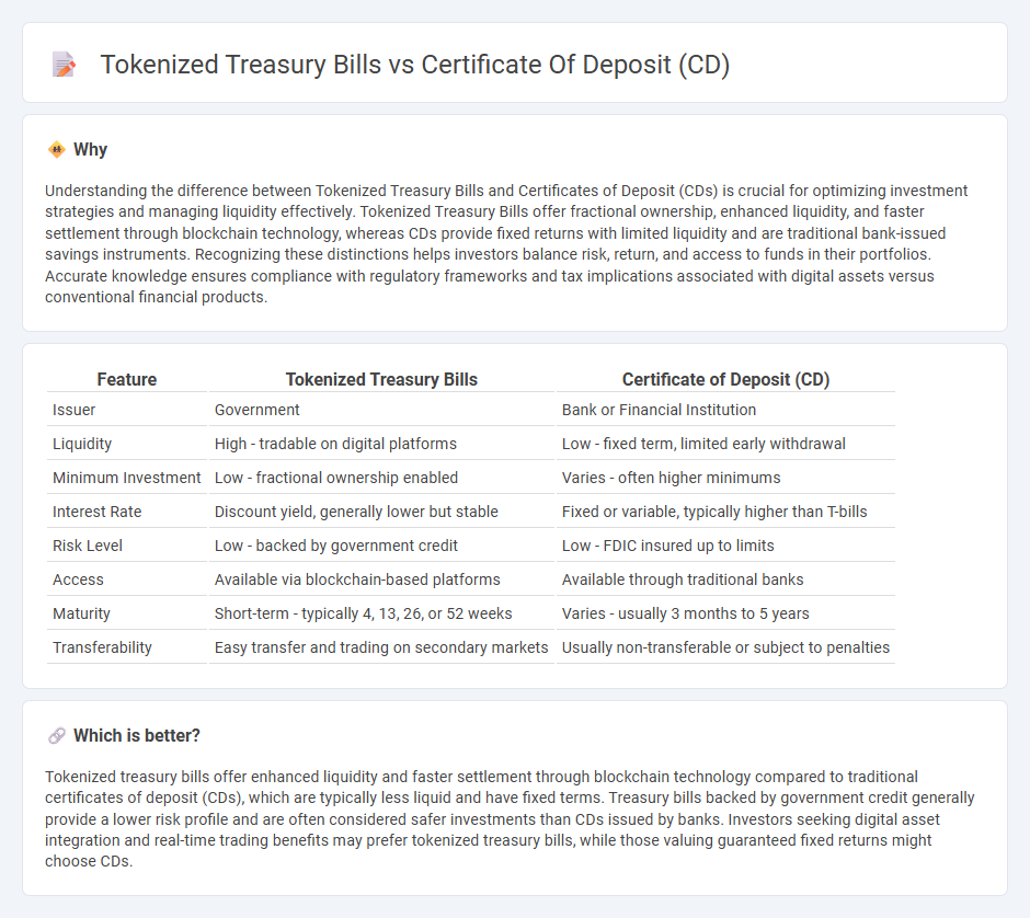 Tokenized Treasury Bills vs Certificate Of Deposit (Cd) in Finance