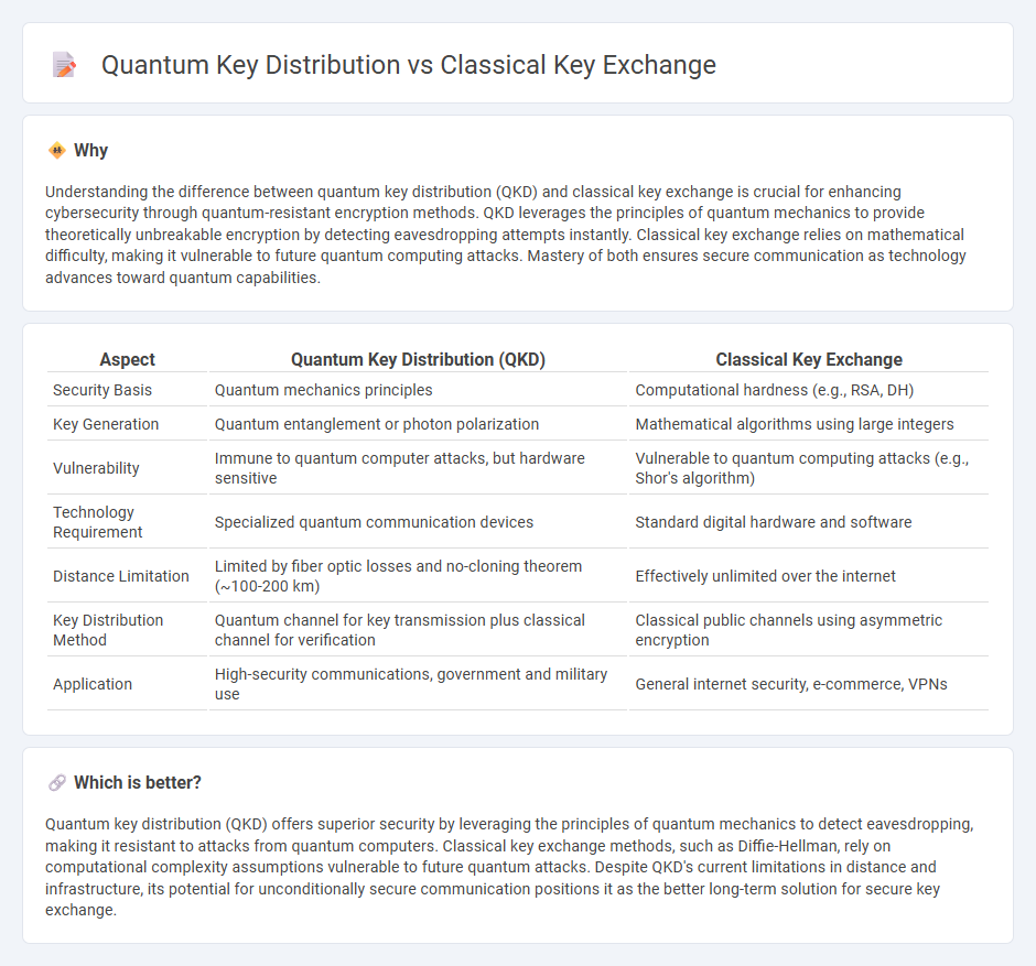 Quantum Key Distribution vs Classical Key Exchange in Technology