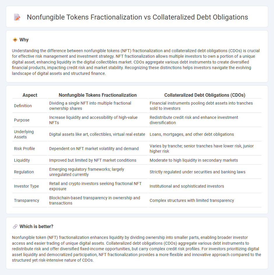 Nonfungible Tokens Fractionalization vs Collateralized Debt Obligations in Finance